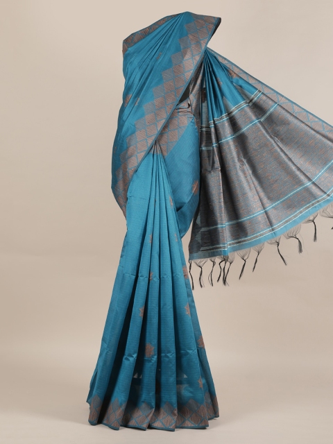 

Pothys Blue Woven Design Jute Silk Saree