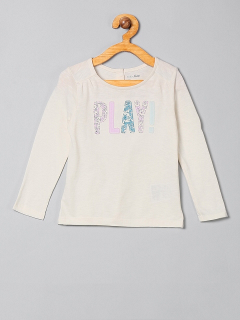 

GAP Girls Off-White Printed Cotton Top