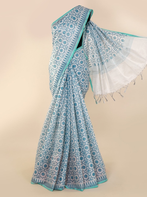 

Pothys Blue Printed Tissue Saree