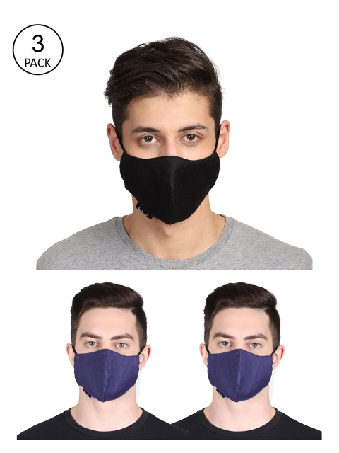 

Anekaant Unisex Pack Of 3 Solid 3-Layer Outdoor Face Masks, Black