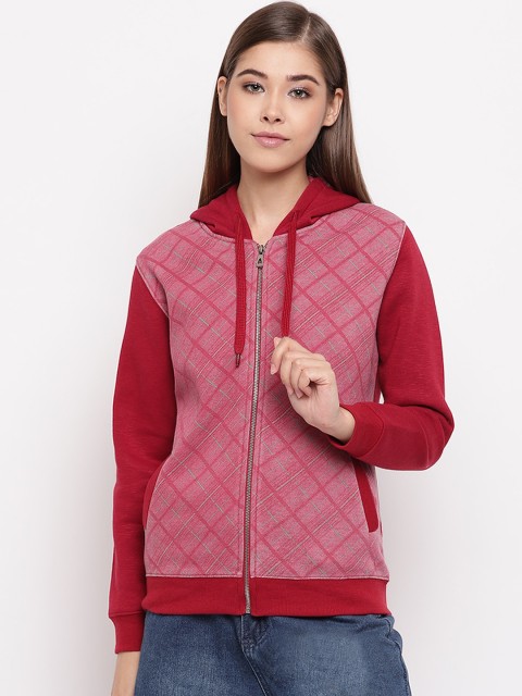 

Miss Grace Women Maroon Self Design Sweatshirt