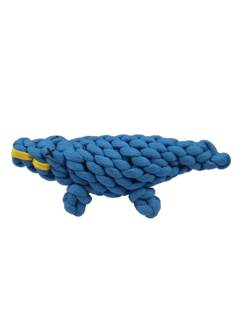 

Poochles Blue & Yellow Crocodile Shaped Dog Rope Toy
