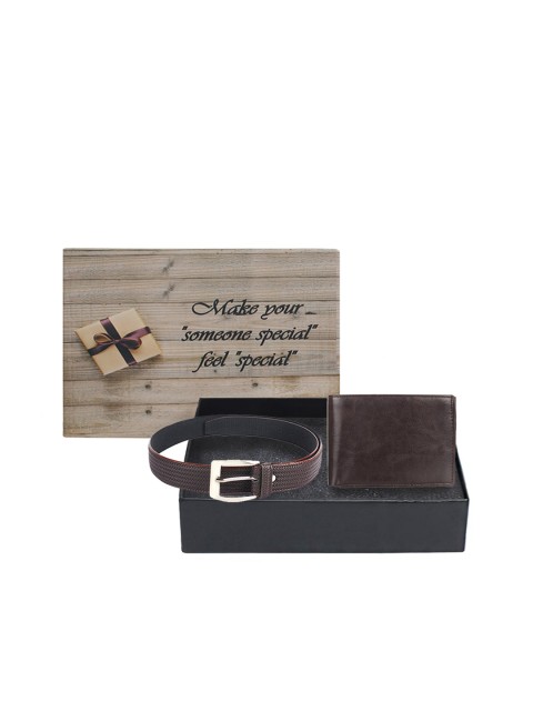 

LONDON FASHION hob Men Brown & Silver-Toned Accessory Gift Set