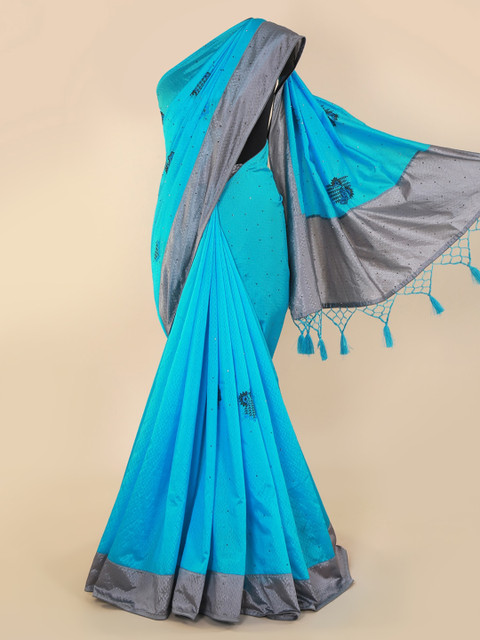 

Pothys Blue & Grey Art Silk Woven Design Saree with Jhalar Pallu