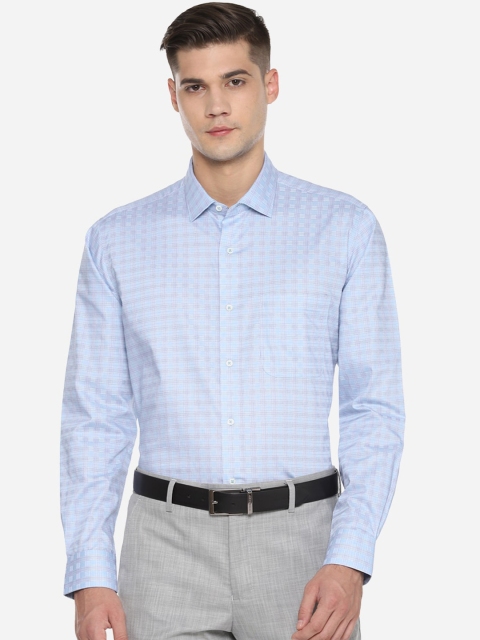 

Van Heusen Men Blue & Off-White Regular Fit Checked Formal Shirt