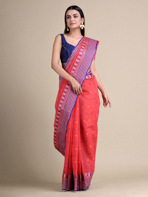 

Mitera Coral Pure Cotton Woven Design Taant Saree