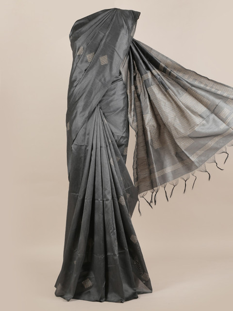 

Pothys Grey Woven Design Jute Silk Saree with Jhalar Pallu