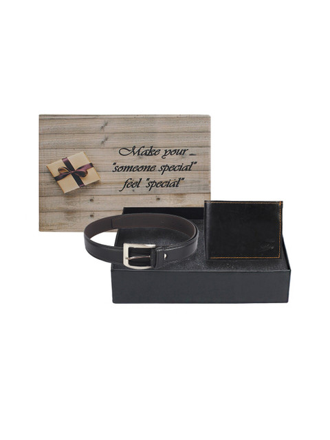 

LONDON FASHION hob Men Black & Silver-Toned Accessory Gift Set