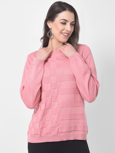 

Latin Quarters Women Peach-Coloured Self Design Pullover Sweater