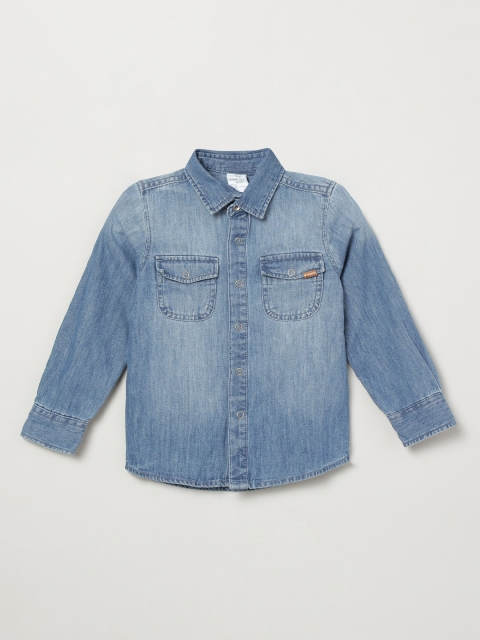 

max Boys Blue Regular Fit Faded Casual Shirt
