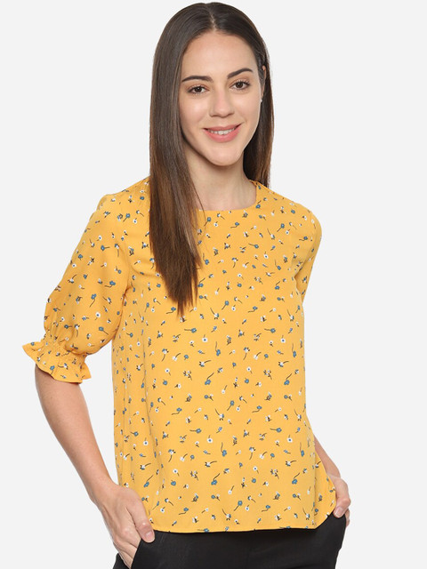 

Allen Solly Women Yellow Printed Top