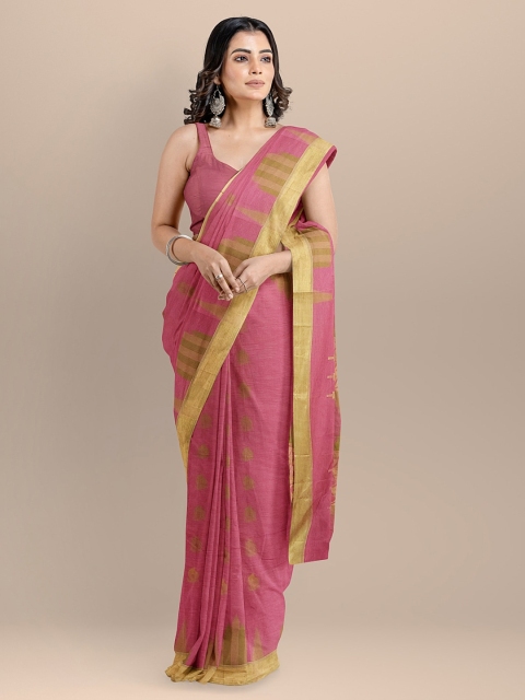 

BharatSthali Pink Pure Cotton Woven Design Kovai Saree
