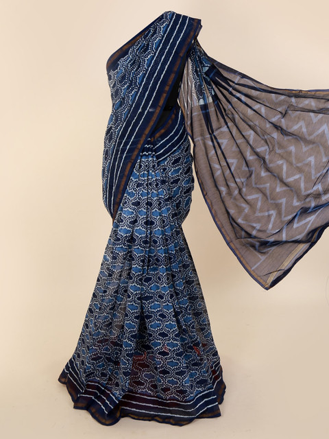 

Pothys Navy Blue Printed Cotton Saree