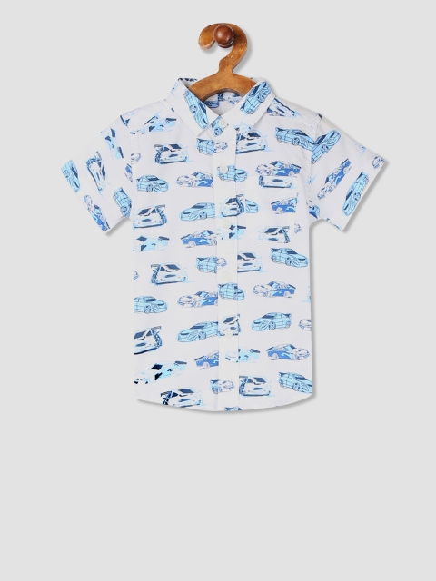 

The Childrens Place Boys White Regular Fit Printed Cotton Casual Shirt