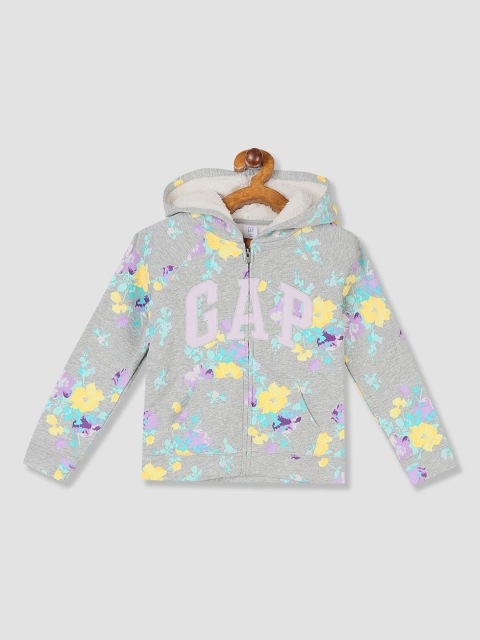 

GAP Girls Grey Printed Hooded Sweatshirt