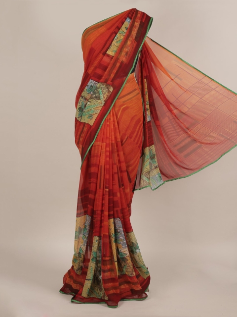 

Pothys Red Printed Poly Chiffon Saree