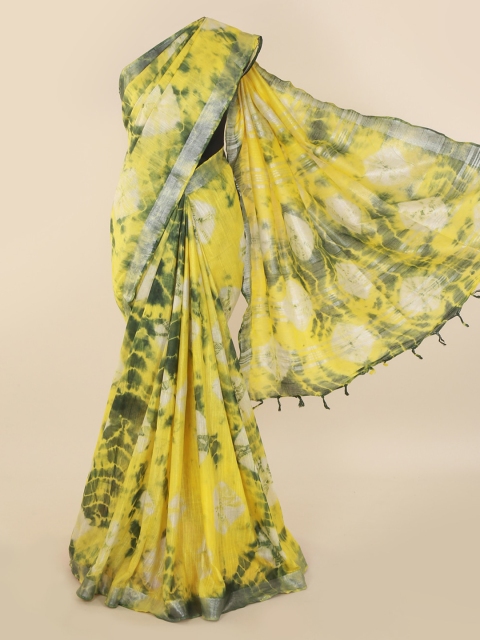 

Pothys Yellow Dyed Linen Blend Saree