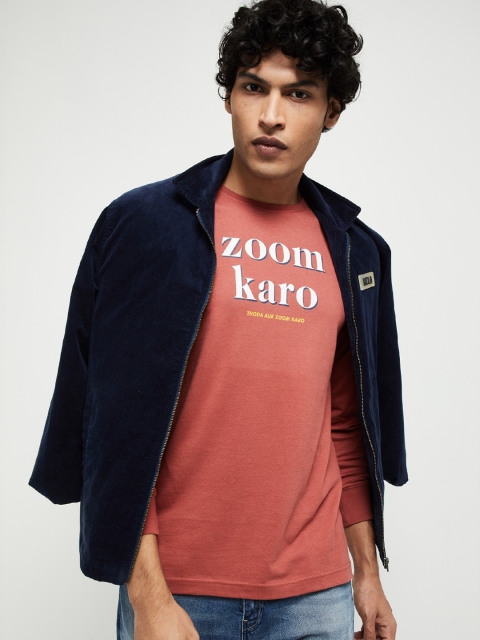 

max Men Red Printed Round Neck T-shirt