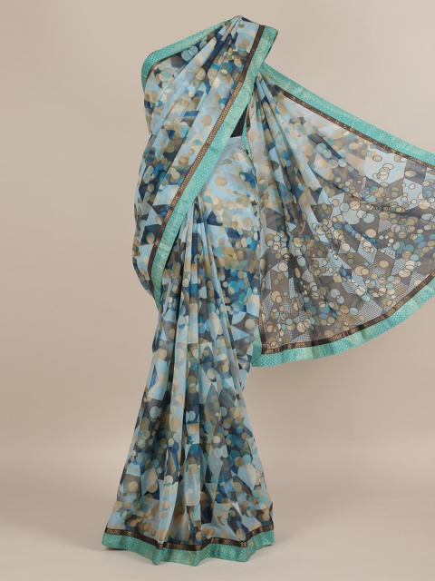 

Pothys Blue Printed Poly Chiffon Saree