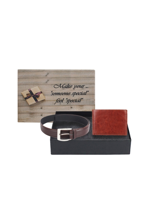 

LONDON FASHION hob Men Tan-Brown & Silver-Toned Accessory Gift Set