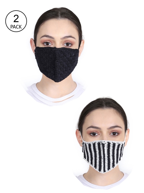 

Anekaant Unisex Pack Of 2 Crotchet Work 3-Layer Outdoor Face Masks, Black