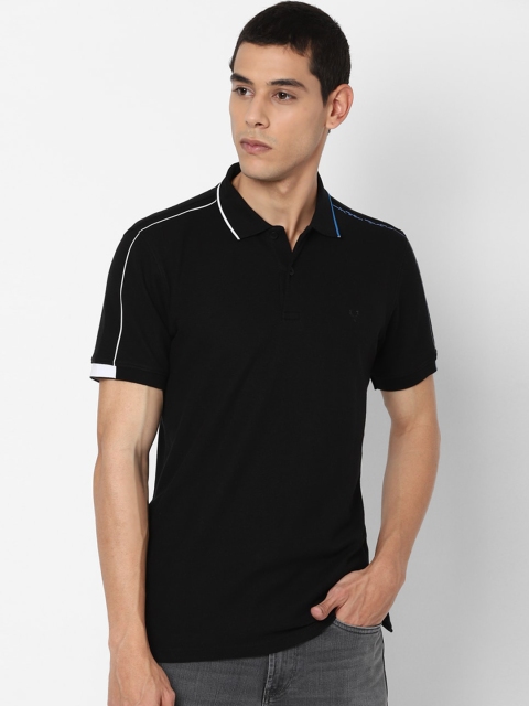 

Allen Solly Sport Men Black Solid Cotton Polo Collar Pure Cotton T-shirt