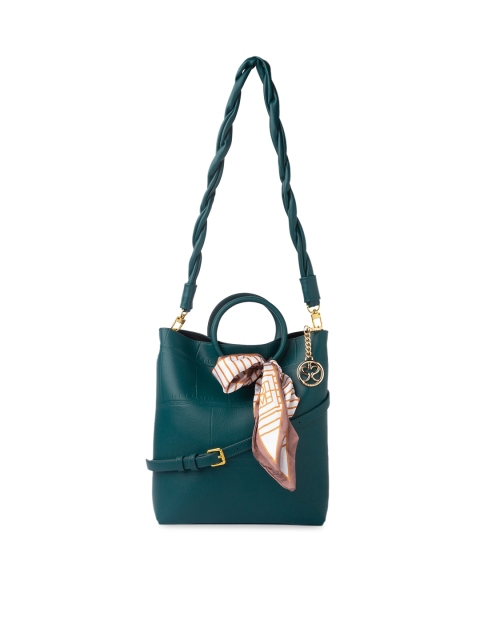 

Sole To Soul Green Self Design Handheld Bag