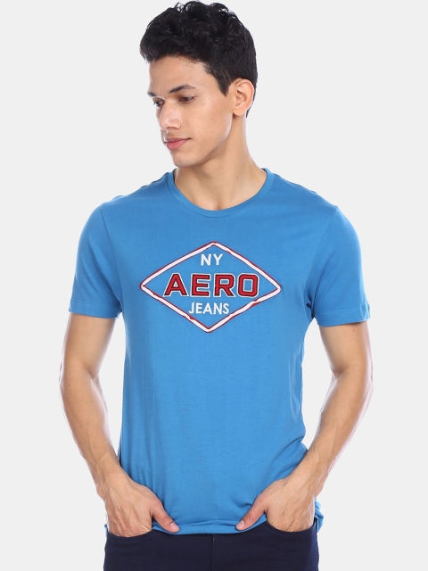 

Aeropostale Men Blue Printed Round Neck T-shirt