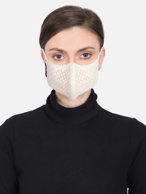 

Anekaant Women Off White Self-Design 3-Ply Reusable Fabric Fashion Mask