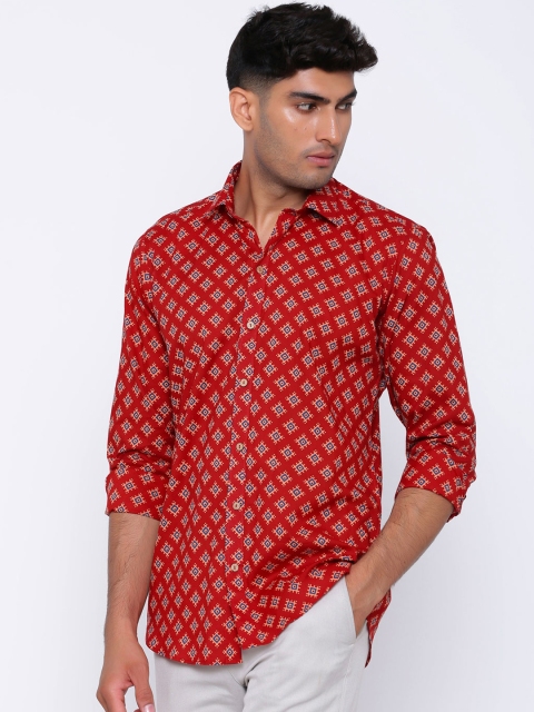 

Tistabene Men Red & Pink Regular Fit Printed Casual Shirt