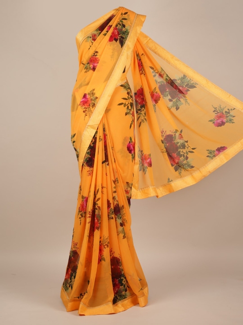 

Pothys Yellow Printed Poly Chiffon Saree
