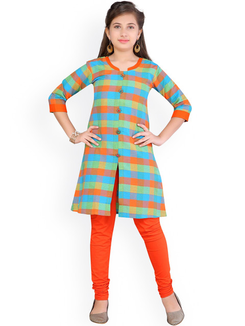 

Aarika Girls Orange Striped Pathani Kurta