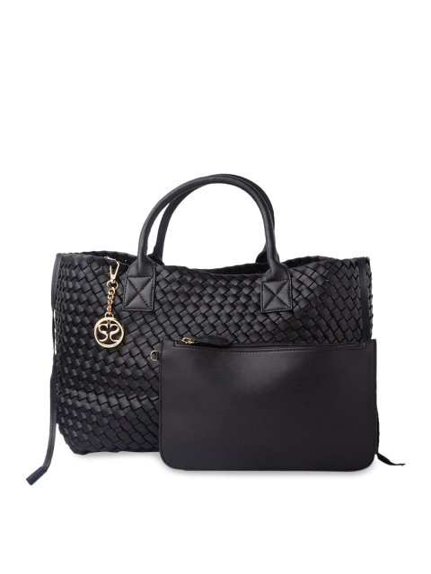 

Sole To Soul Black Self Design Handheld Bag