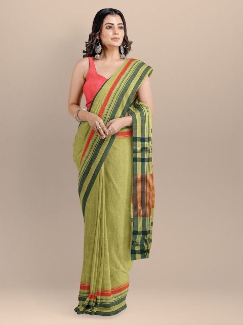 

BharatSthali Green Pure Cotton Woven Design Maheshwari Sustainable Saree