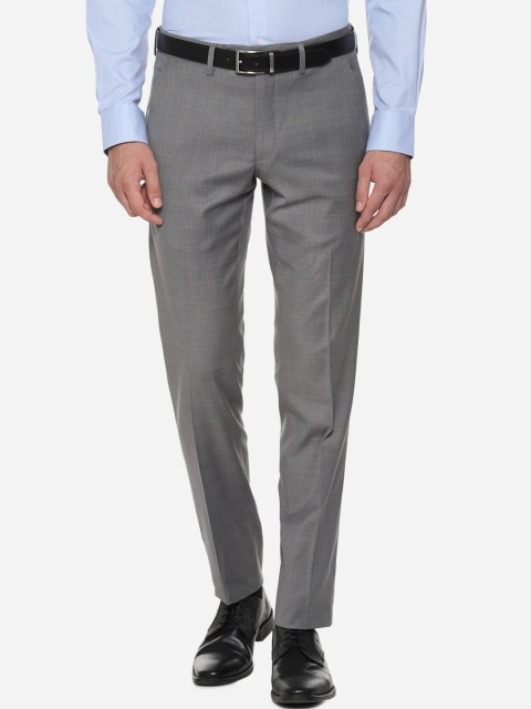

Van Heusen Men Grey Slim Fit Checked Formal Trousers