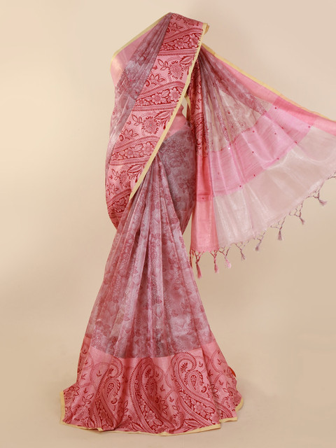 

Pothys Pink Printed Tissue Saree