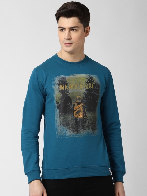 Peter England Casuals Men Blue Printed Sweatshirt