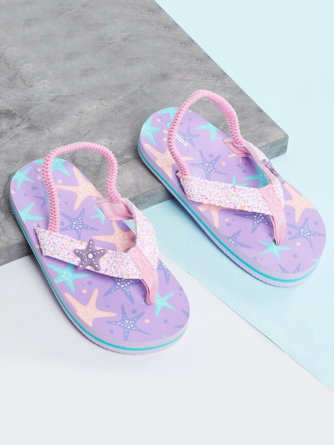 

max Girls Pink Printed PU Open Toe Flats