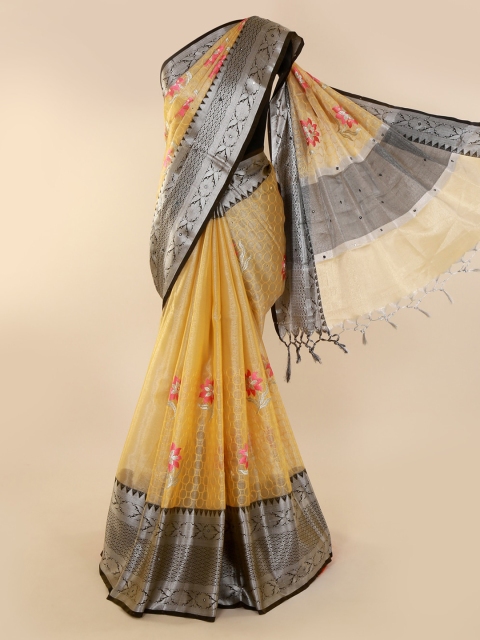 

Pothys Yellow Woven Design Tissue Saree