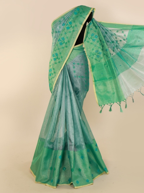 

Pothys Green Woven Design Tissue Saree