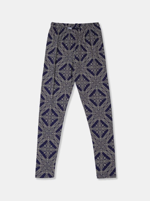 

Cherokee Girls Navy Blue & Beige Printed Ankle-Length Leggings