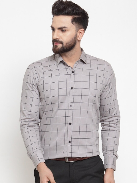 

JAINISH Men Grey Regular Fit Checked Casual Shirt