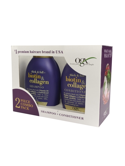 OGX Thick & Full Biotin & Collagen Shampoo Conditioner Combo, Purple
