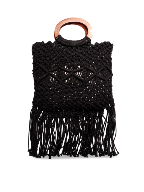

ASTRID Black Self Design Handheld Bag