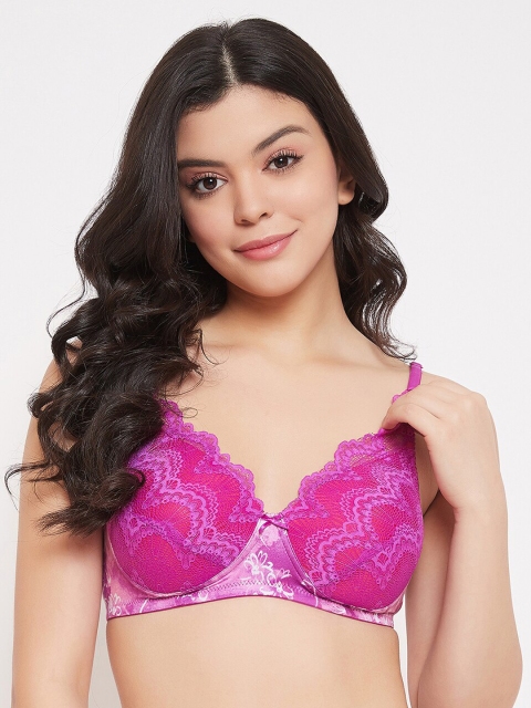 

Clovia Women Purple Printed Lightly-Padded Non-Wired T-Shirt Bra BR2051P15