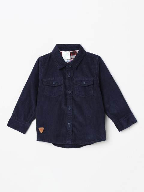 

max Boys Navy Blue Regular Fit Solid Casual Shirt