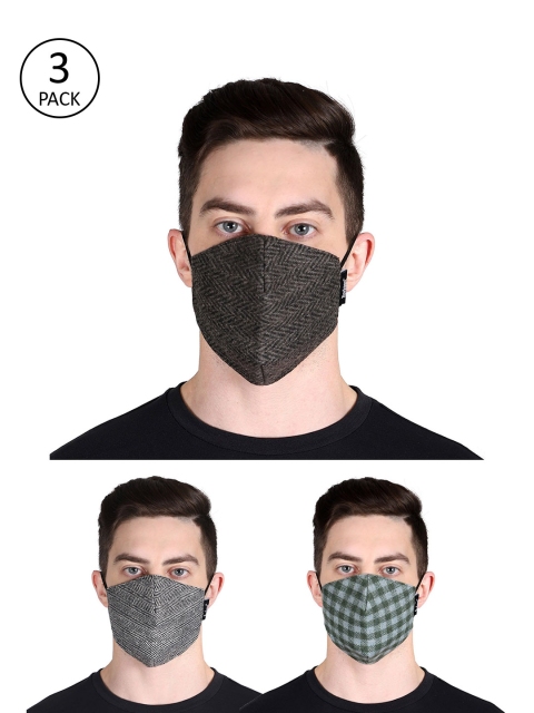 

Anekaant Unisex Pack of 3 Woolen 3-Ply Reusable Fashion Winter Masks, Brown