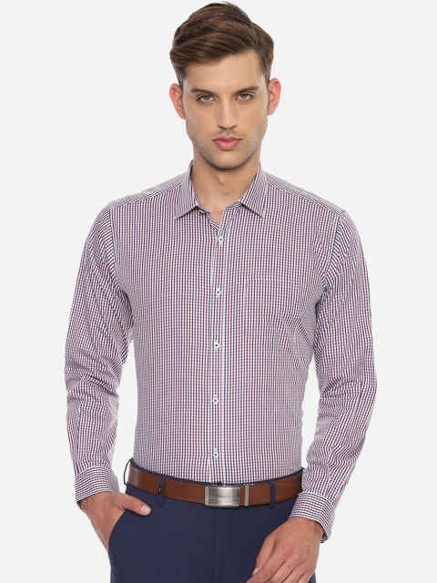 

Van Heusen Men White & Blue Regular Fit Checked Cotton Formal Shirt
