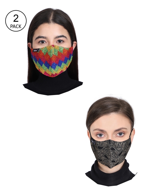 

Anekaant Unisex Pack Of 2 Printed 3-Layer Outdoor Face Masks, Black