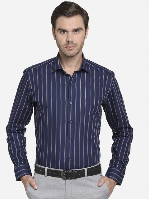 

JADE BLUE Men Navy Blue Slim Fit Striped Casual Shirt